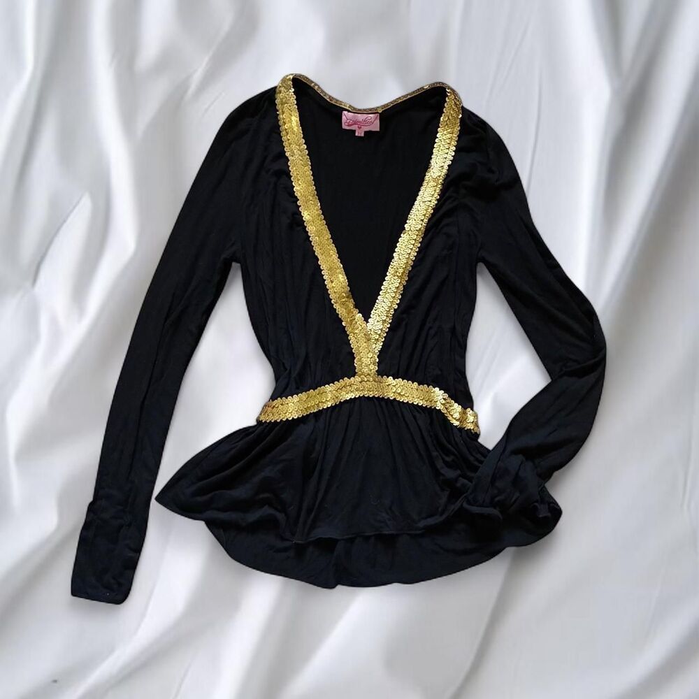 Y2K Black and Gold Top